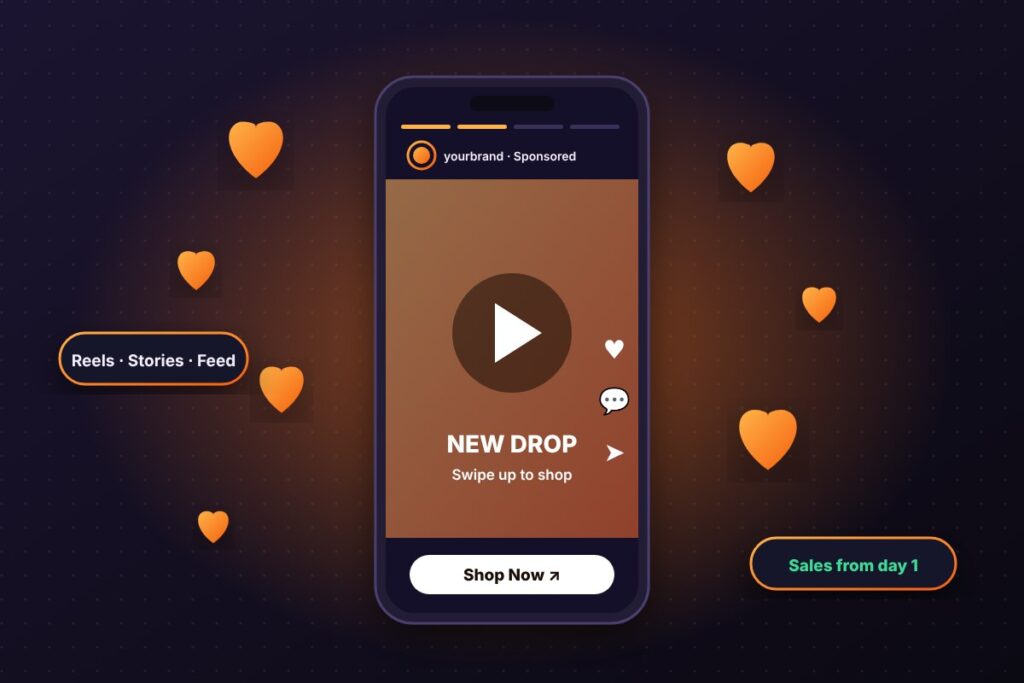 Instagram Ads Setup - Reels, Stories and Feed ads on a phone